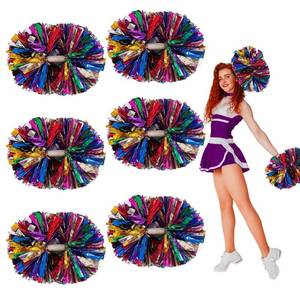 lot 2364 image: Zankubom Cheerleading Pom Poms 6 Pcs 12 Inch Metallic with Baton Handle