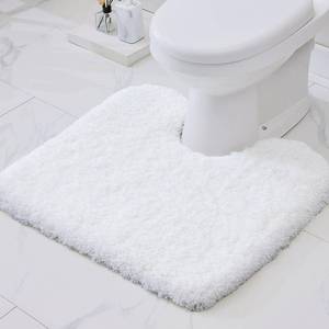 lot 2369 image: Disolla White Toilet Rug 22x24 in Non-Slip U-Shaped Washable