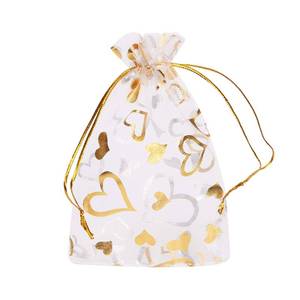 lot 2371 image: Volanic Heart Organza Drawstring Gift Bags 4 X 6 Inch 100 Pcs