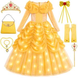 lot 2384 image: Davvew Light Up Princess Dress for Girls Yellow LED Costume