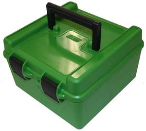 lot 2391 image: MTM Case-Gard Ammo Box 100 Rounds Green R-100-10