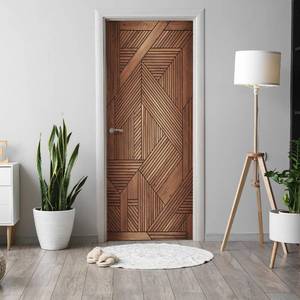 lot 2395 image: Alwayspon Geometric Wood Self-Adhesive Door Sticker Mural Decal 30x78.7 Inch