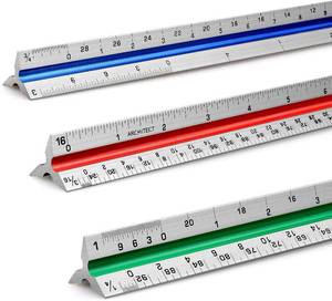 lot 2407 image: Hutou Triangular Architectural Scale Ruler 12 Inch Color-Coded