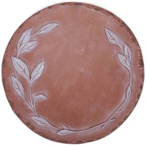 lot 2415 image: Nat & Jules Laurel Wreath Leaves Stepping Stone 12 Inch Round Cast Resin White