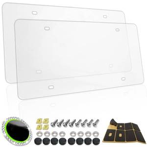 lot 2422 image: RCKJNJ Clear License Plate Covers 2 Pack Flat Acrylic