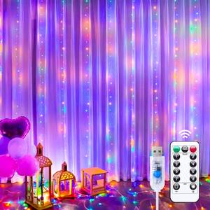 lot 2439 image: Minetom 300 LED Curtain Fairy String Lights, Dimmable, 8 Modes