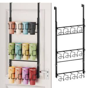 lot 7582 image: SWTYMIKI 3-Tier Water Bottle Organizer, Over-the-Door Tumbler Rack, Black