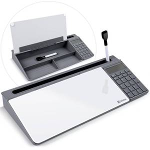 lot 7584 image: Varhomax Glass Desk Whiteboard with Removable Calculator, 15.8 x 7 in