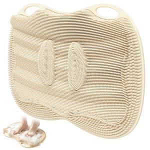 lot 7588 image: Mabnuby Silicone Shower Foot Scrubber Mat XL 17.4 x 13.4 Inch Beige