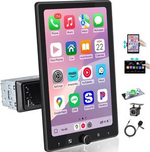 lot 7591 image: AmoyJebit 10.4 Inch Single Din Car Stereo Touchscreen Radio with CarPlay