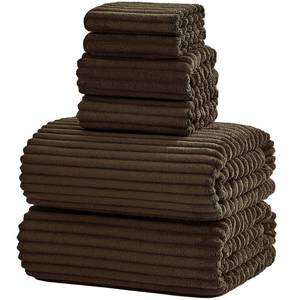 lot 7593 image: NALIVO 6 Piece Microfiber Bath Towel Set 30x60 Brown