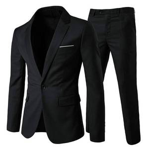 lot 7596 image: Cloudstyle Mens 2-Piece Slim Fit Suit Jacket Blazer & Pants Set Black XL