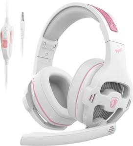 lot 7605 image: Generic Wired Gaming Headset Pink Stereo Surround Sound Noise Cancelling Mic