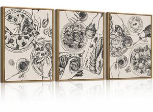 lot 7606 image: BINCUE Kitchen Wall Art Wood Set of 3 12 x 16 Inch
