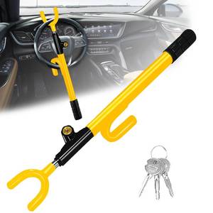 lot 7615 image: NOEAIKE Steering Wheel Lock Yellow Fits 5-13 Inch Steering Wheels