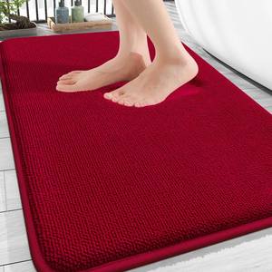 lot 7617 image: OLANLY Memory Foam Bath Mat 30x20 Red