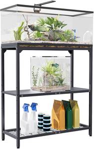 lot 7625 image: AnBaiMei Aquarium Stand with 3-Tier Adjustable Shelf, 5-30 Gallon