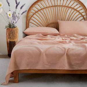 lot 7626 image: Tseapeni 100% Linen Sheet Set King Size 4 Piece Pink  Retail $151.99