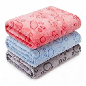 lot 8193 image: CADONO Pet Blanket Dog Cat 3 Pack Small 23 x 16 Inch Blue Red Grey