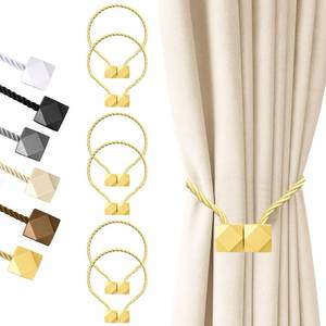 lot 8197 image: Hion Magnetic Curtain Tiebacks Holdbacks Golden 6 Pcs