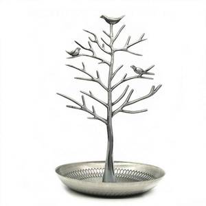 lot 8209 image: Colorsheng Little Bird Tree Jewelry Display Stand 12 Inch Ancient Silver