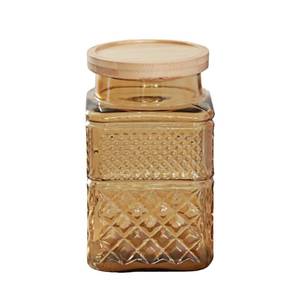 lot 8211 image: ANSQU Square Glass Canister Candy Jar with Lid 61oz 1800ml Yellow