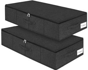 lot 8230 image: Punemi Under Bed Clothes Storage Container 6.7 in Height, 2 Pack, Black