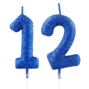 lot 8235 image: Funcandle Royal Blue Glitter Number 12 Birthday Candles 2.36 Inch