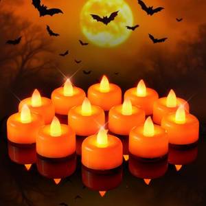 lot 8239 image: Amagic LED Tea Lights Candles 24 Pack Halloween Orange Battery Operated