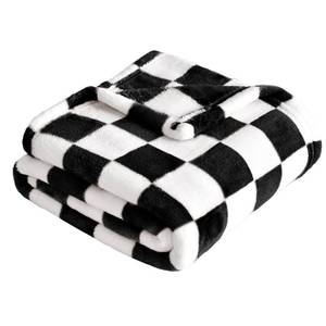 lot 8241 image: Yurhap Checkered Fleece Baby Blanket 30x40 Inch Black