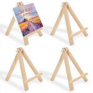 lot 8245 image: IOGOG 4 Pcs Wooden Mini Easel Stand, Small Tabletop, 3.5 x 6.3 In