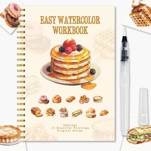 lot 8246 image: Generic Baking Watercolor Workbook 12 Dessert Designs 8.4 x 5.9 In