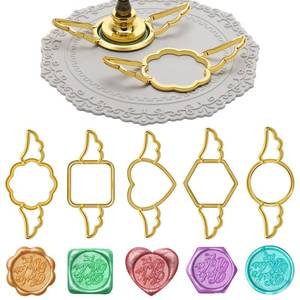 lot 8265 image: Luxiv Wax Seal Mold Kit 5 Shapes Gold Metal with Silicone Mat