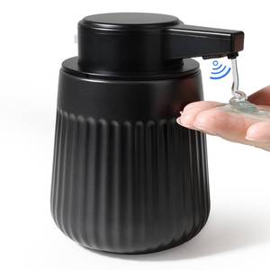 lot 8307 image: BosilunLife Ceramic Automatic Soap Dispenser 3 Adjustable Levels Black 10oz