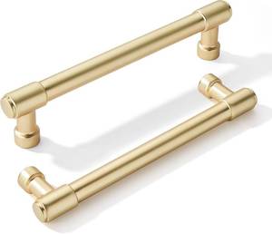 lot 8310 image: 10 Pack Brushed Gold Cabinet Handles 3-34 Hole Center