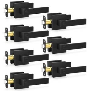 lot 9271 image: Estmoon 7 Pack Black Door Knobs with Lock, Privacy Interior Door Handles with Lock Heavy Duty Keyless Bedroom Door Lock, Square Door Handleset, Reversible for Left & Right Handled Doors