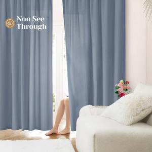 lot 9282 image: HOMEIDEAS Non-See-Through Stone Blue Privacy Sheer Curtains, W52 X L84