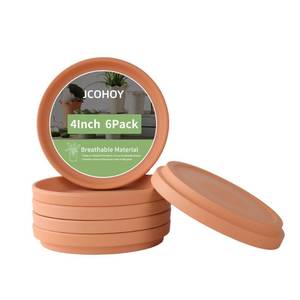 lot 9297 image: JCOHOY 4 Inch Terracotta Plant Saucer Pots Tray, 6 Pcs