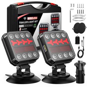 lot 9307 image: Wireless Bluetooth Magnetic Trailer Lights, Fast Charging LED Trailer Light Kits, IP65 Waterproof10H Battery 100FT Range for Trailer,Truck, RV, Camper,Boat �� Brake,Turn,Reverse & Hazard Safety Lights