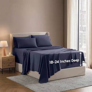 lot 9316 image: Nestl Extra Deep Full Sheet Set - 6 Piece Breathable & Cooling Sheets - Hotel Luxury Bedding Set w18-24 Inch Deep Pockets - Easy & Secure Fit - Super Soft, Wrinkle Free & Comfy - Navy Blue