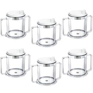 lot 9332 image: Eaasty 6 Pcs Adult Sippy Cups for Elderly, 10 Oz Spill Proof,White