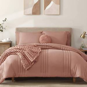 lot 9342 image: King Size Comforter Set-7 Pieces Clay Pink Bed in a Bag King Bedding Sets