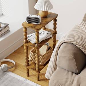 lot 9345 image: Veegle Narrow Side Table Small End Table for Small Spaces Rustic Brown