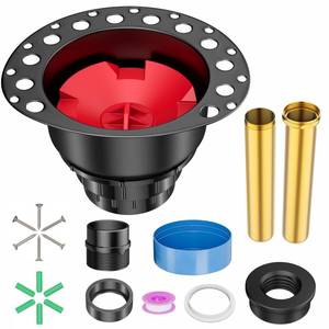lot 9349 image: Freestanding Tub Drain Kit with PVC Plastic Adapter and Brass Tail Pipes