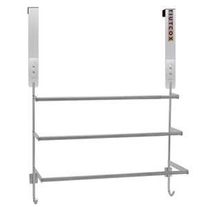 lot 9354 image: TIUTCOX Over��the��Door Towel Rack, 3��Tier 304 Stainless Steel, Silver
