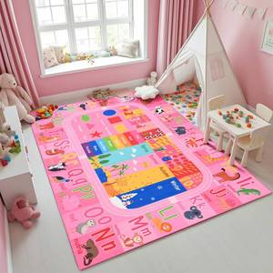 lot 9359 image: Flagover Pink 3x5 ABC Kids Rug for Playroom Classroom Girls Bedroom