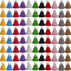 lot 10009 image: TIHOOD 99PCS Mini Knitting Hats Christmas Mini Knitting Doll Hats Mini Wool Hat for Christmas Ornaments DIY Art and Craft, Assorted Colors