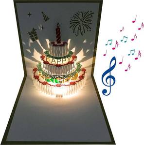 lot 10343 image: Akeydeco 3D Pop Up Birthday Cards,Warming LED Light Birthday Cake Music Happy Birthday Card Postcards Pop Up Greeting Cards Happy Birthday Cards Best for Mom,Wife,Sister,Boy,Girl,Friends 1 Pack