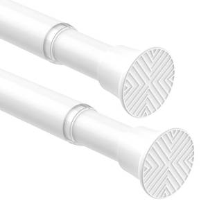 lot 10351 image: 2Pack Spring Tension Curtain Rods for Windows 24-48Inch Adjustable Curtain Rods No Drilling White Tension Rod Expandable Pressure Spring Tension Rod for Closets