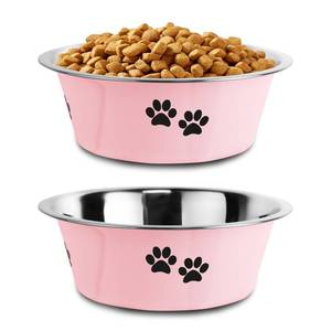 lot 10360 image: Stainless Steel Dog Bowls, Nonslip Rubber Bottom No Spill Proof Skid Metal Insulated Dog Bowls for Large Medium Small Breed Dogs (Pink, 3.6 Cups29 OZ)